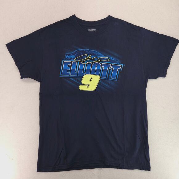 NASCAR Chase Ellioet 9 Graphic Short Sleeve Racing T Shirt Mens Size L Navy Blue - Picture 2 of 9